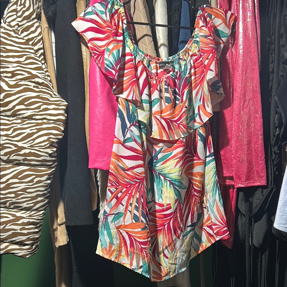 Colorful Leaf Pattern Dress